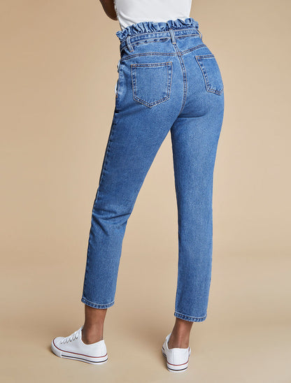 Jean ample à taille élastiquée - Bleu denim - 2