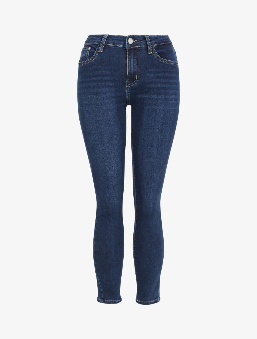 Jean slim taille haute classique - Bleu foncé - 1