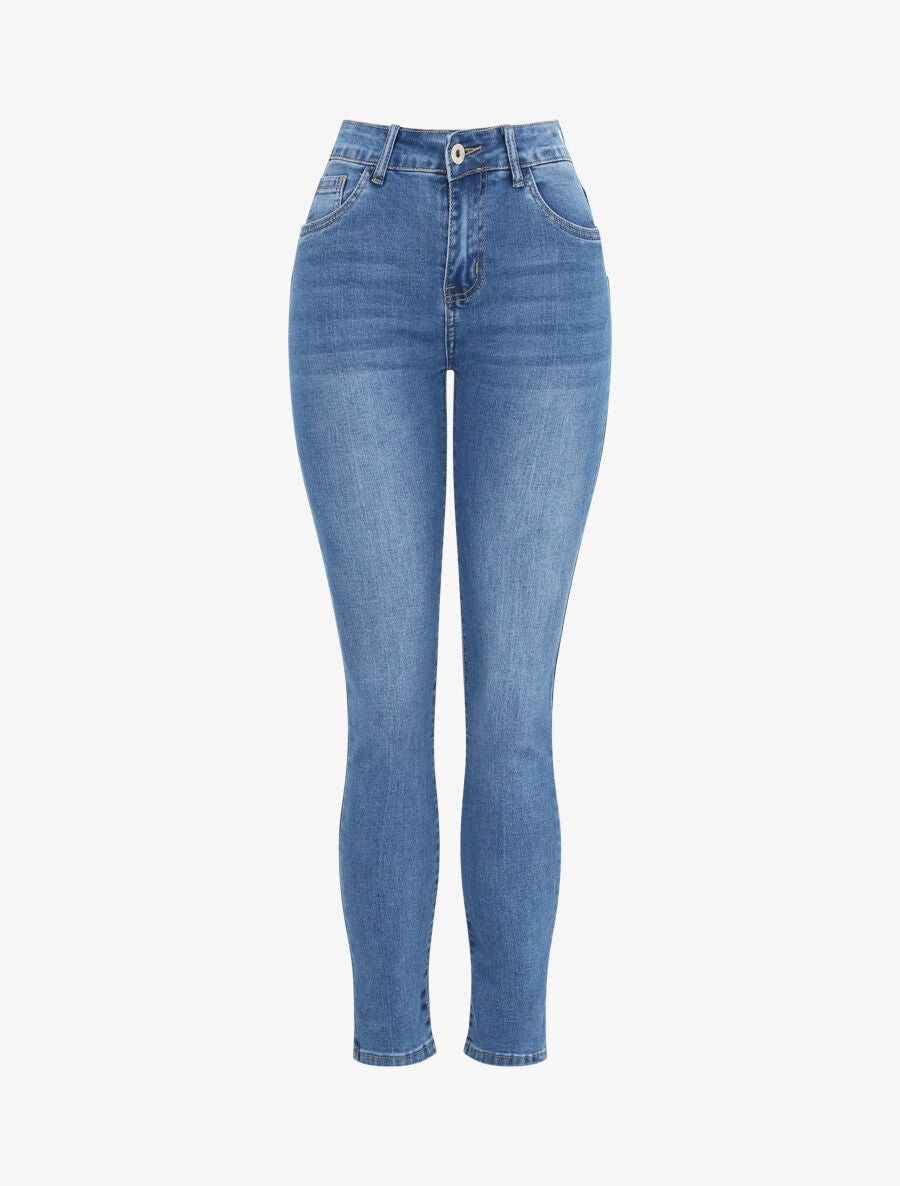 Jean slim taille haute - Bleu - 4