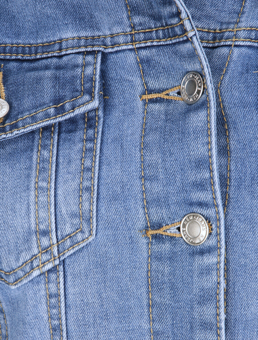 Veste en jean droite délavée - Bleu clair
