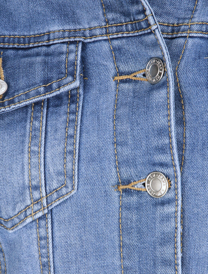 Veste en jean droite délavée - Bleu clair