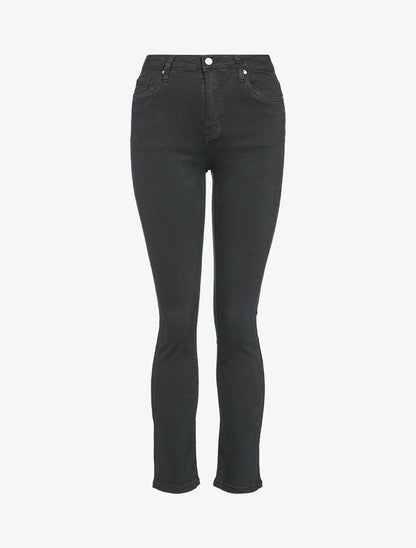 Jean droit taille haute uni - Noir - 1