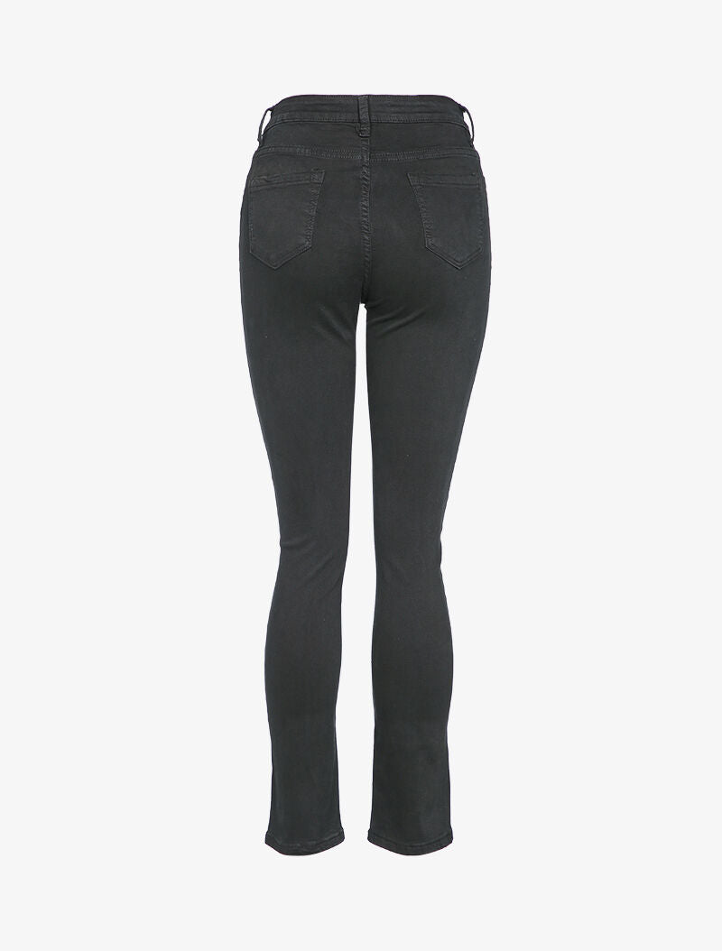Jean droit taille haute uni - Noir - 2