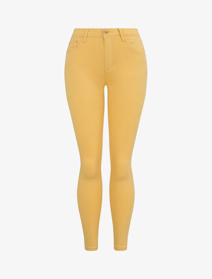 Jean skinny uni à taille haute - Jaune - 4