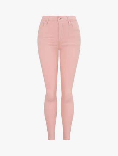 Jean skinny uni à taille haute - Rose - 6