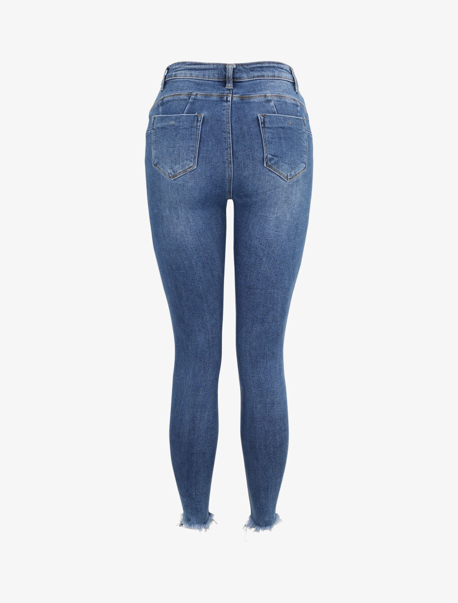 Jean push-up skinny déchiré - Bleu - 4