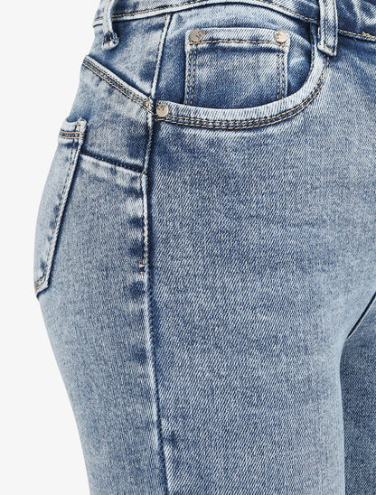 Jean slim push up à griffures - Bleu denim - 3