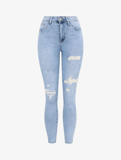 Jean skinny push up déchiré - Bleu clair - 3