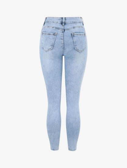 Jean skinny push up déchiré - Bleu clair - 4