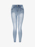 Jean slim délavé à taille standard élastiquée - Bleu clair - 4