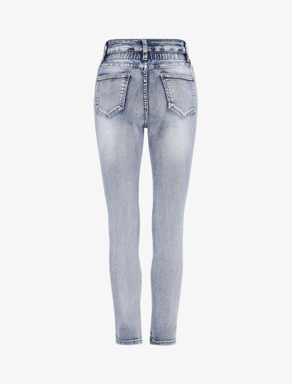 Jean slim à taille empire élastiquée - Denim - 2