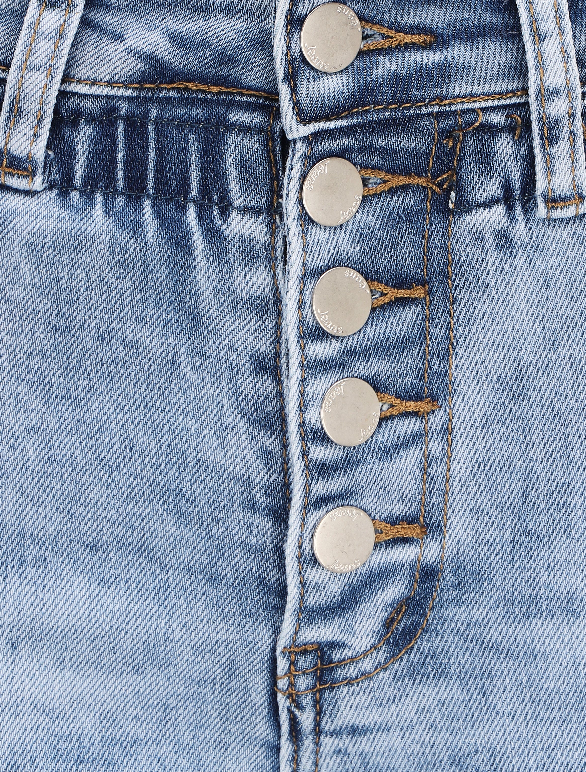 Jean slim à taille empire élastiquée - Bleu denim - 3
