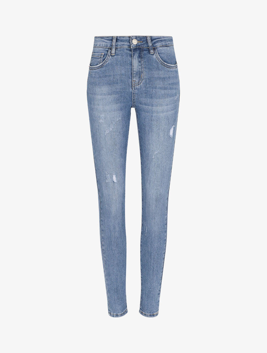 Jean skinny éraflé - Bleu clair - 1