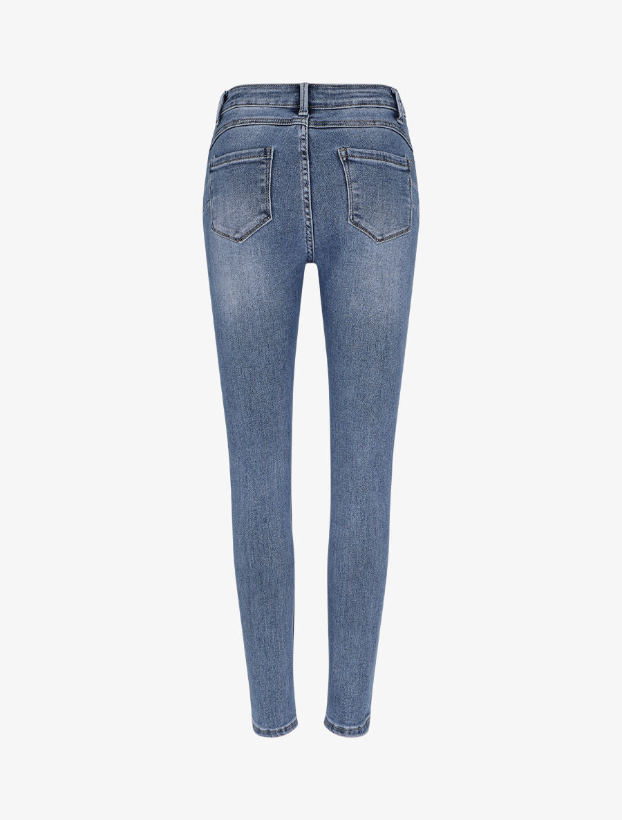 Jean skinny push up à taille haute - Bleu - 2