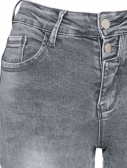 Jean skinny taille standard délavé - Gris - 3