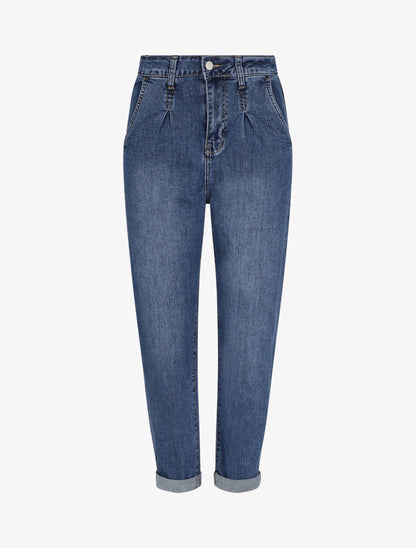 Jean boyfriend 7/8 à revers - Bleu denim - 4