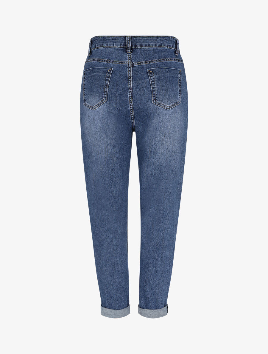 Jean boyfriend 7/8 à revers - Bleu denim - 2