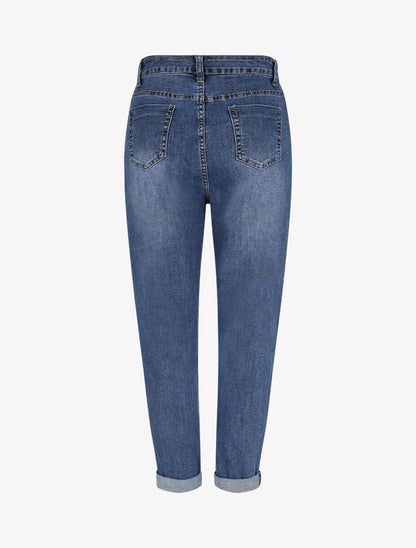 Jean boyfriend 7/8 à revers - Bleu denim - 2