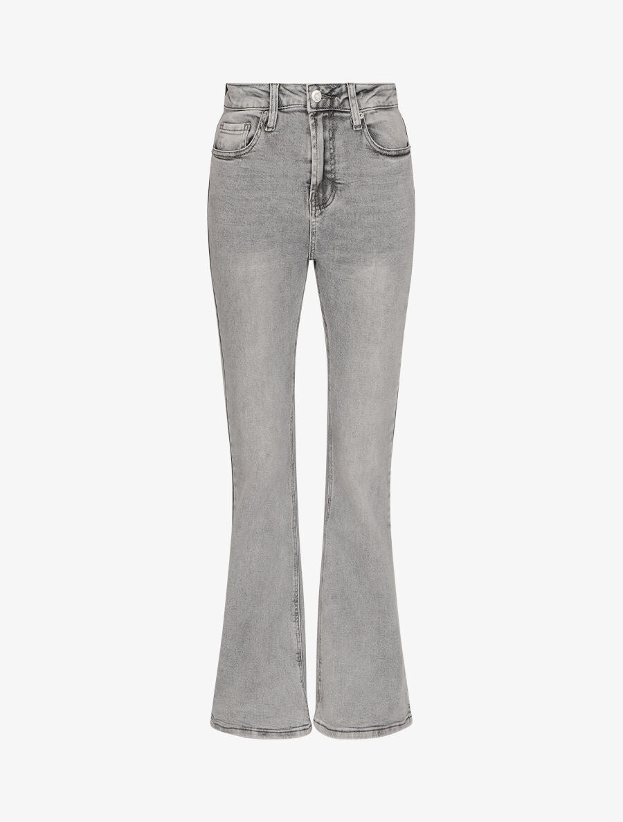 Jean flare à taille haute - Gris - 1