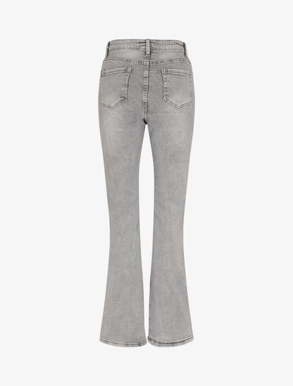 Jean flare à taille haute - Gris - 2