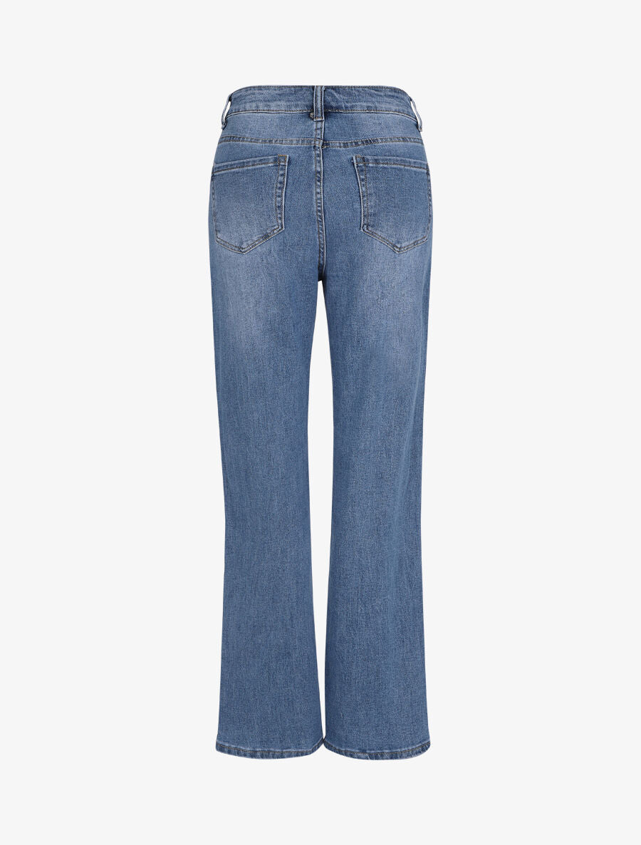 Jean uni coupe droite taille standard - Bleu denim - 2