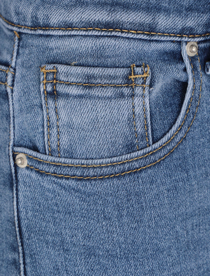 Jean uni coupe droite taille standard - Bleu denim - 3