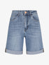 Short en jean droit à ourlets - Bleu - 4