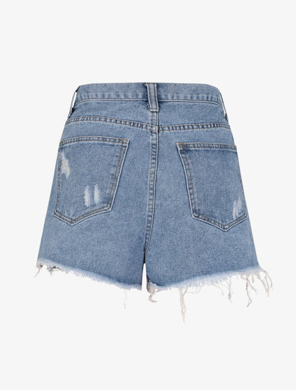 Short en jean déchiré - Bleu clair - 2