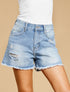 Short en jean déchiré coupe droite - Bleu clair - 1
