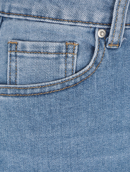 Bermuda uni à bord effilochés - Bleu denim - 3