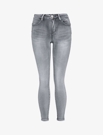 Jean skinny délavé - Gris - 1