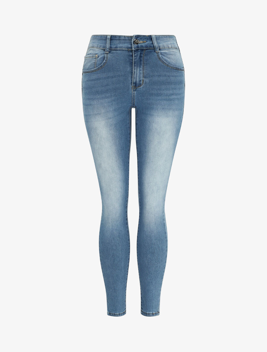 Jean skinny delavé push up - Bleu denim - 1