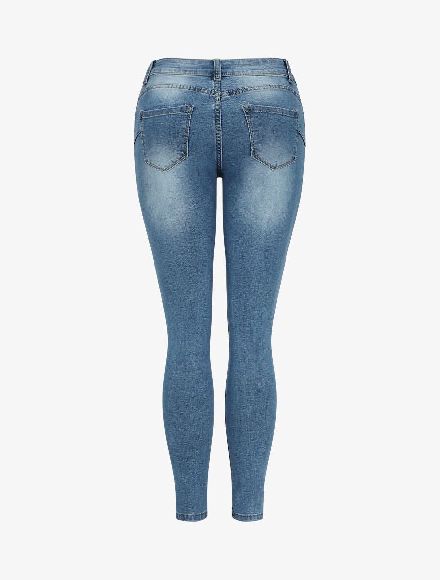 Jean slim push up déchiré - Bleu denim - 2