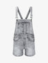Salopette short droite en jean - Gris clair - 4