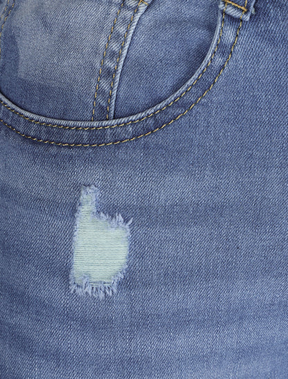 Bermuda push up déchiré - Bleu denim - 3