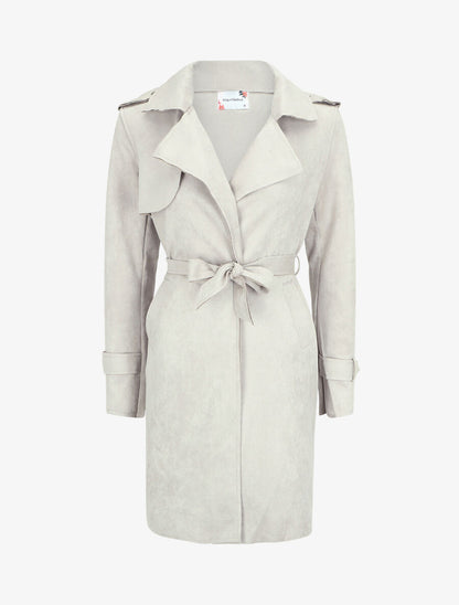 Trench mi-long en suédine - Beige - 3