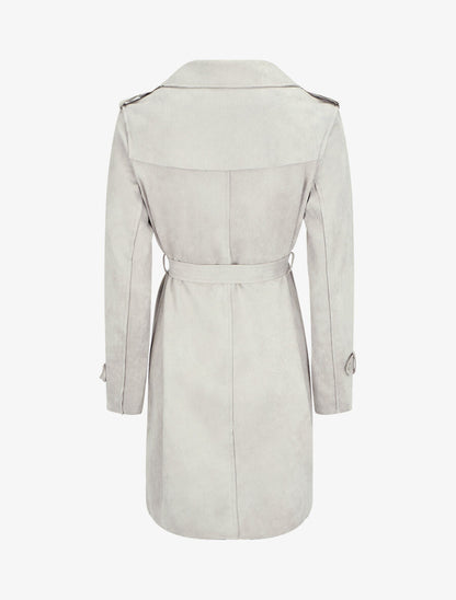 Trench mi-long en suédine - Beige - 2