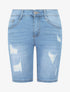Bermuda push up en jean déchiré - Bleu clair - 5