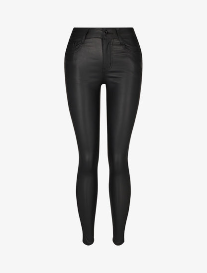 Jean ciré skinny taille haute - Noir - 4