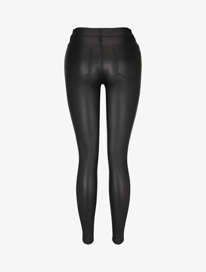 Jean ciré skinny taille haute - Noir - 2