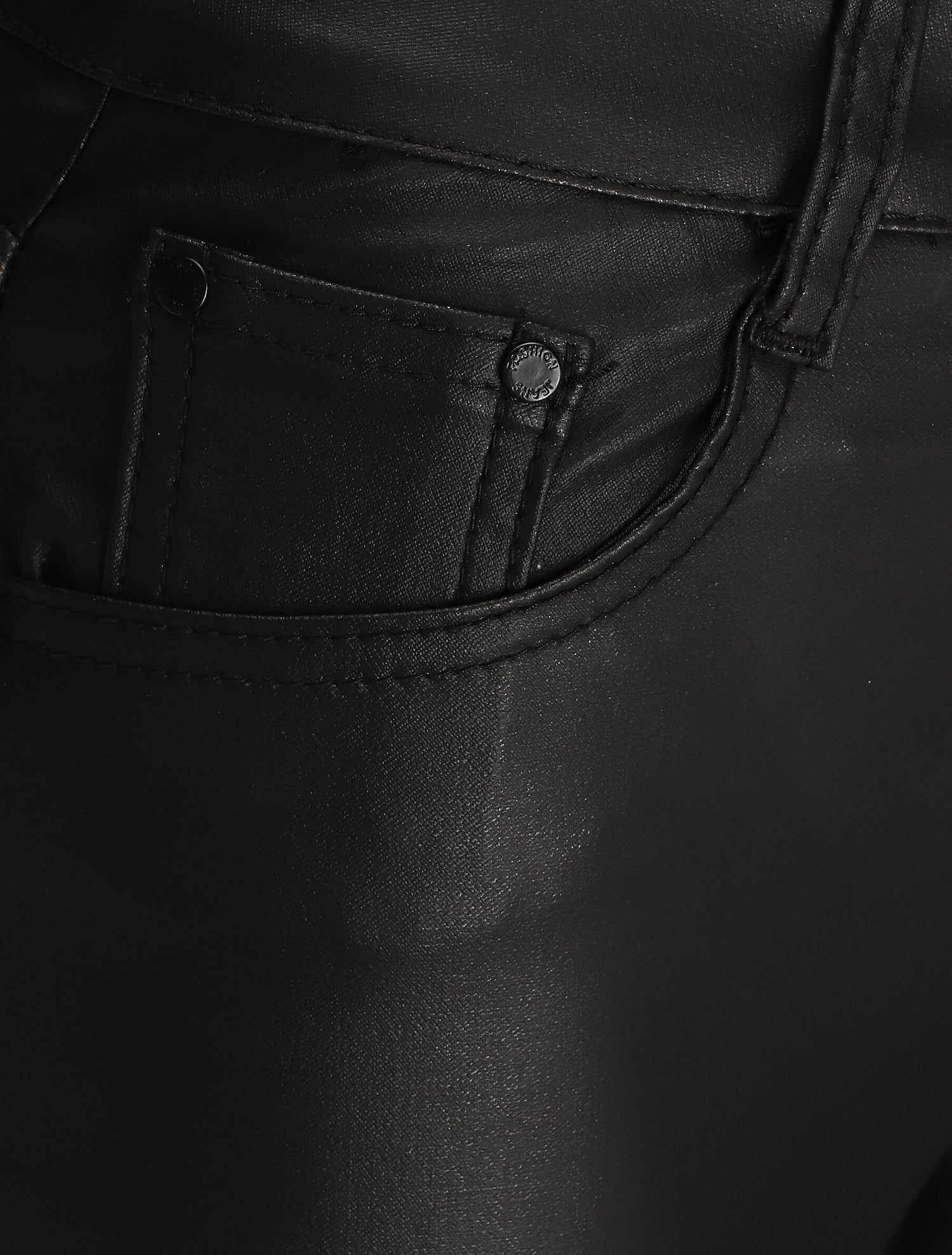 Jean ciré skinny taille haute - Noir - 3
