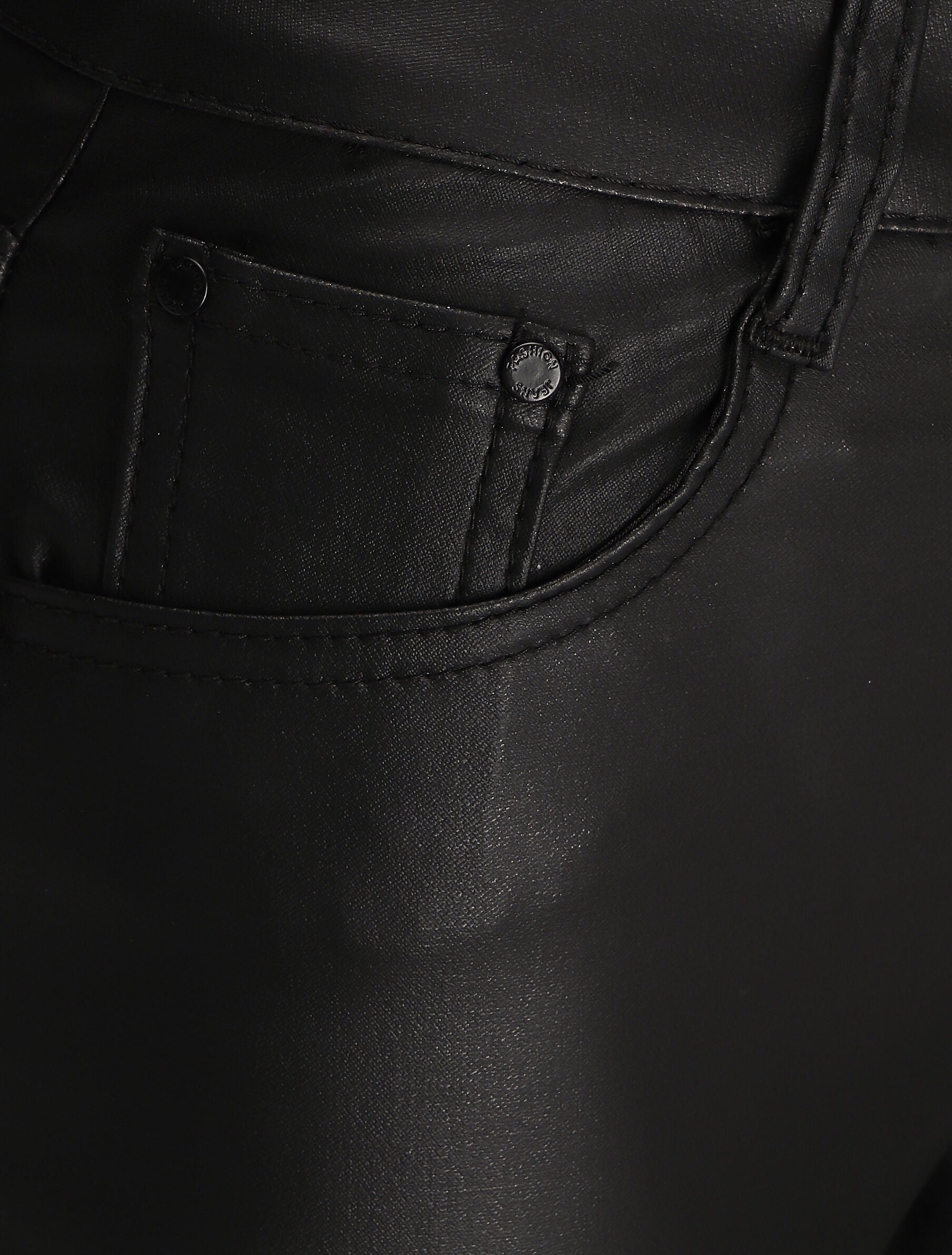 Jean ciré skinny taille haute - Noir - 3