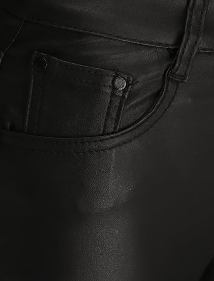 Jean ciré skinny taille haute - Noir - 3