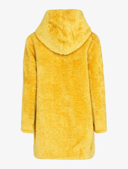 Manteau zippé en fourrure synthétique - Moutarde - 2