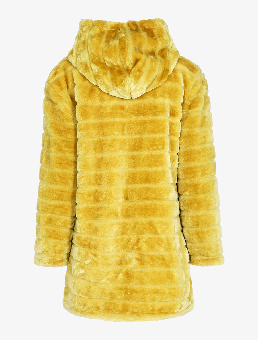 Manteau réversible en fourrure synthétique - Moutarde - 2