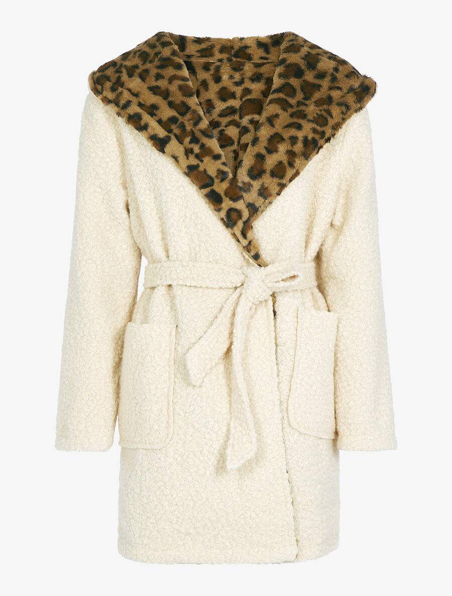 Manteau réversible à capuche - Beige - 1