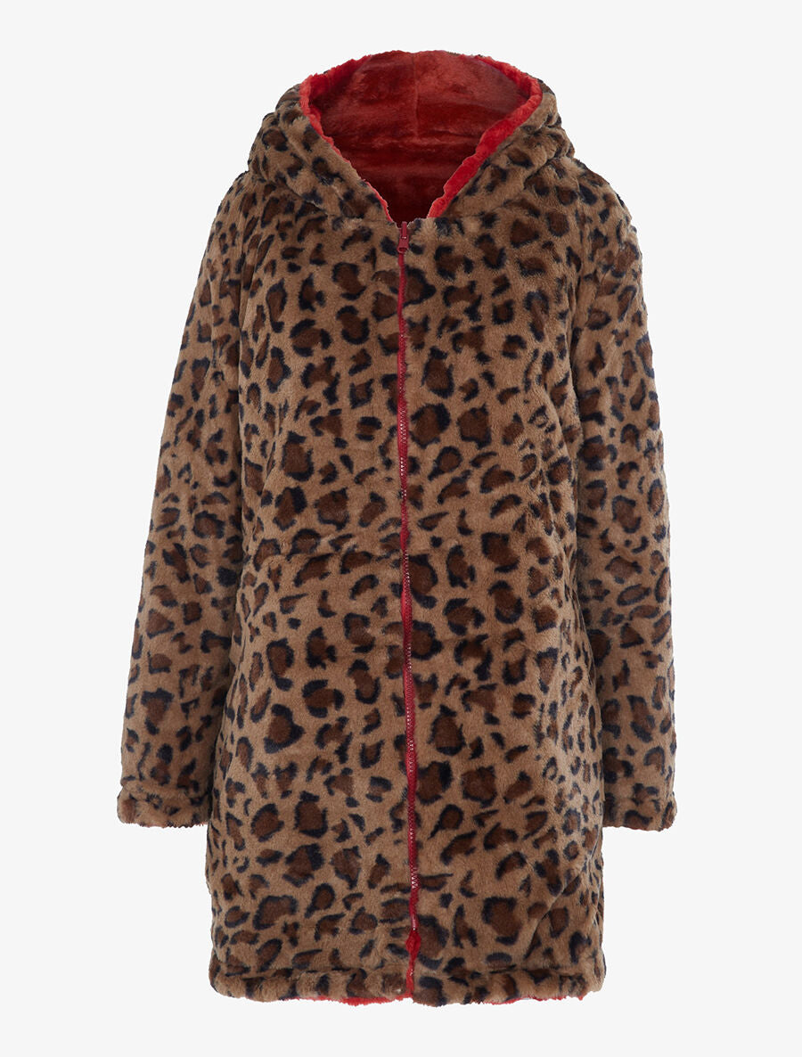 Manteau réversible en fourrure synthétique - Brique - 3