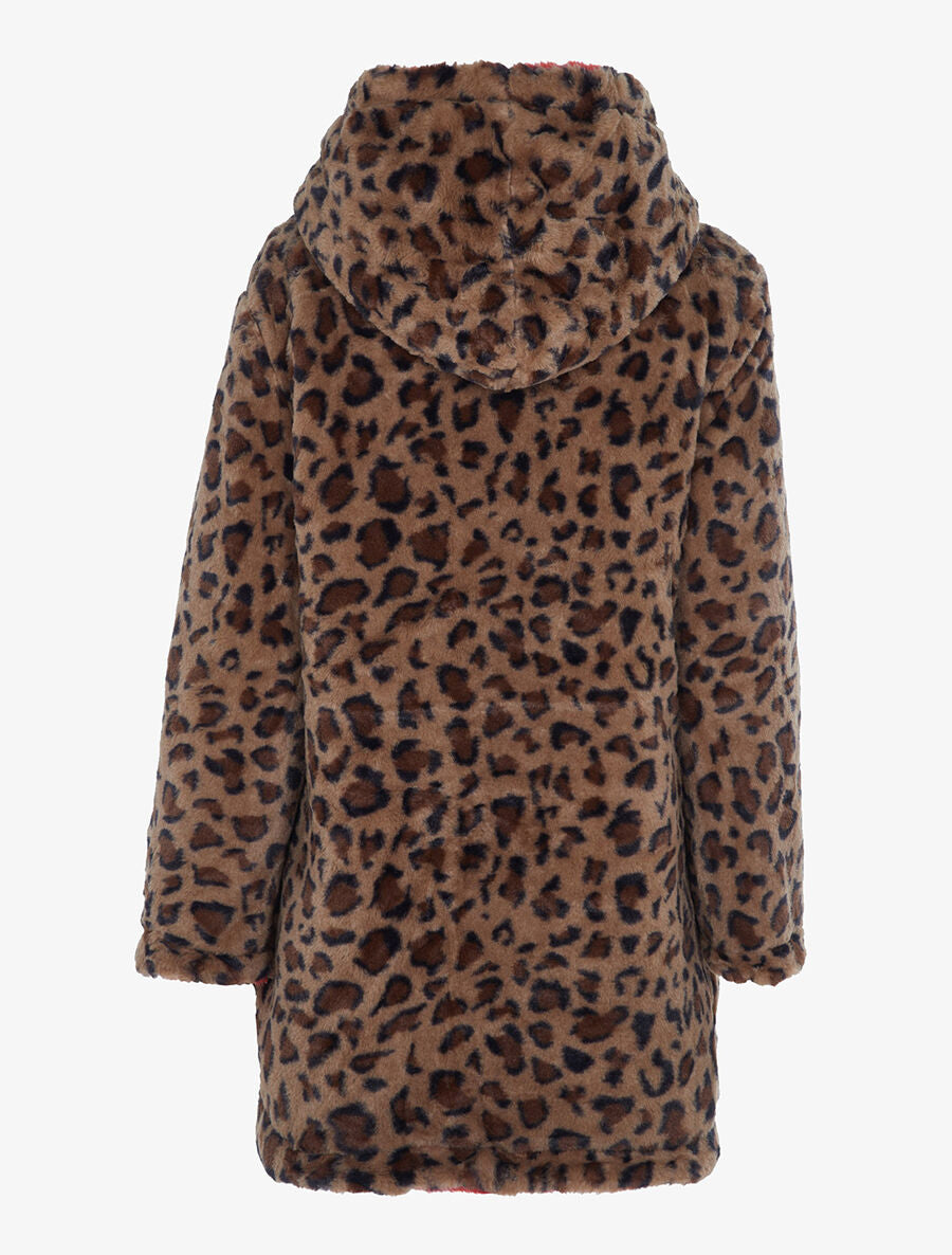 Manteau réversible en fourrure synthétique - Brique - 4