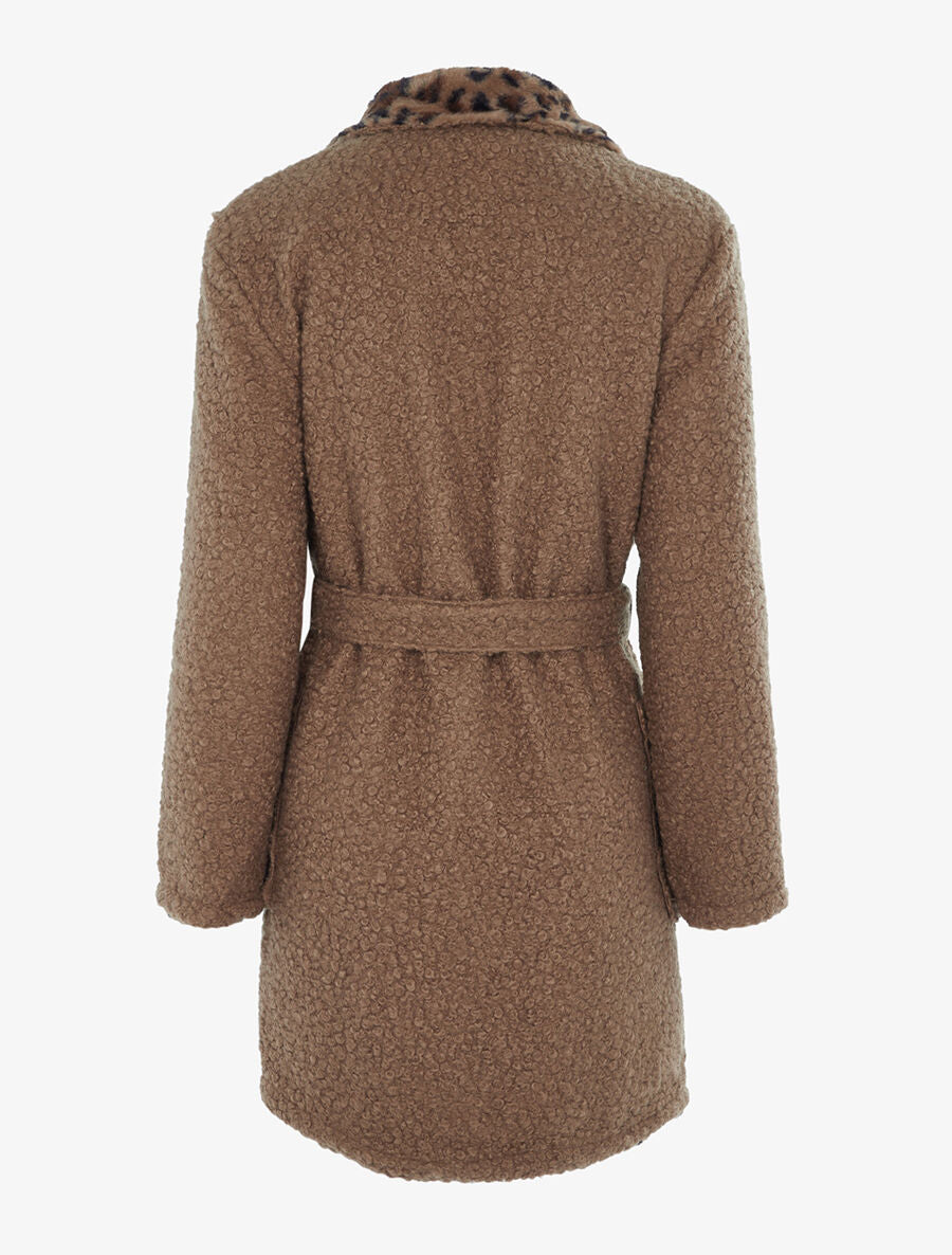 Manteau réversible effet laine bouclette - Camel clair - 2