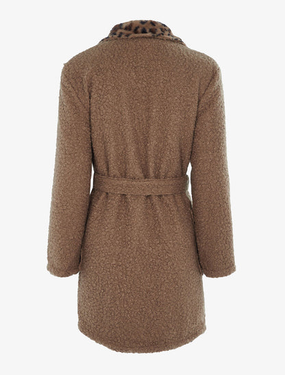 Manteau réversible effet laine bouclette - Camel clair - 2
